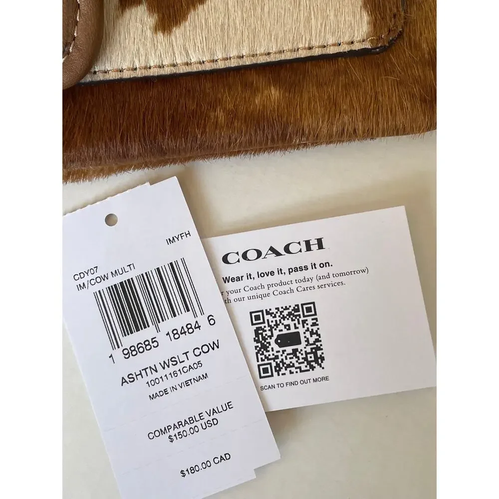 Coach Ashton Wristlet Haircalf Cow Print Leather Clutch CDY07